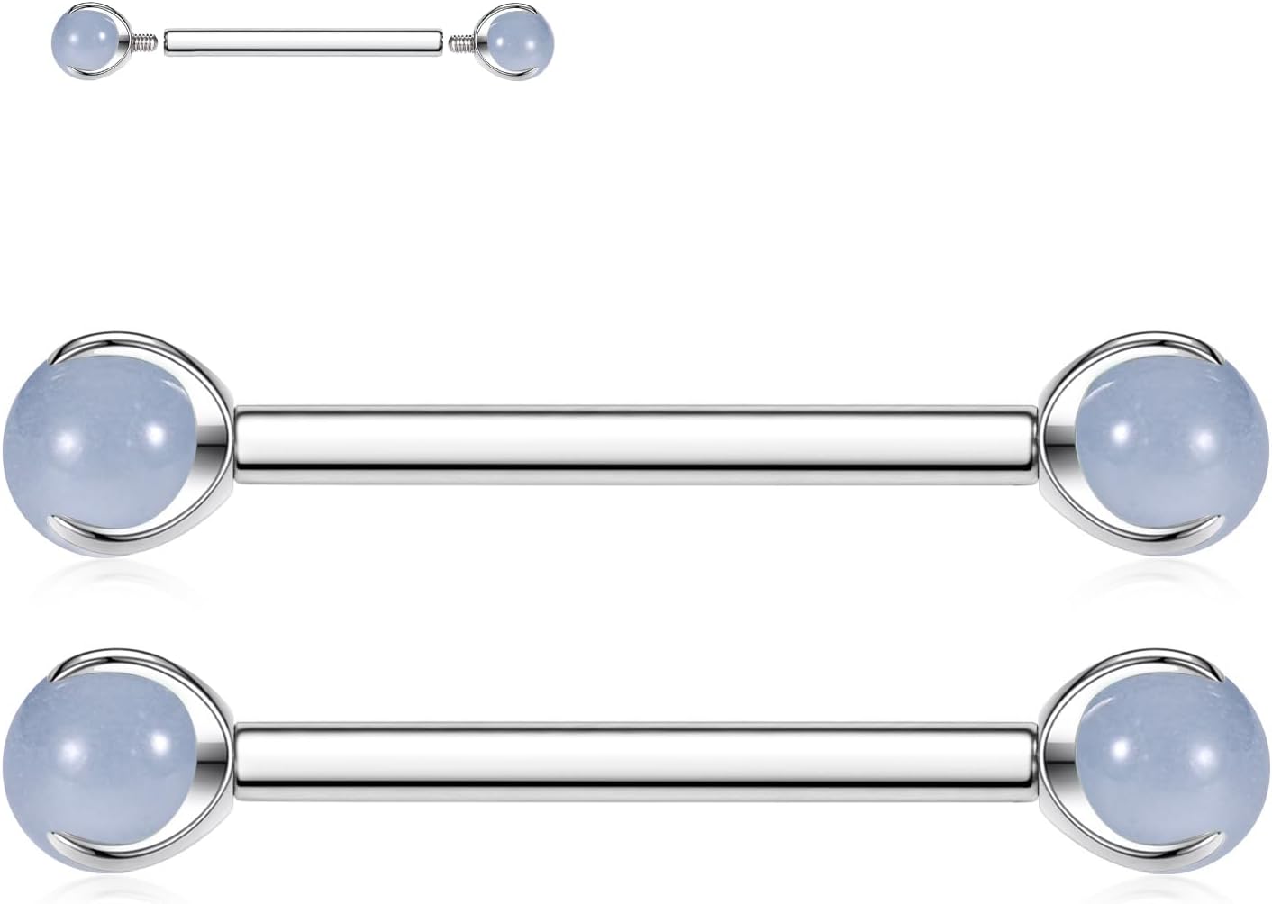 FUNLMO 2pcs Nipple Piercing Jewelry G23 Titanium Nipple Rings Tongue Rings Internally Threaded Bridge Piercing Jewelry 16G 14G 12G 12mm - 18mm - QIAO CrystalQIAO CrystalQIAO Crystal