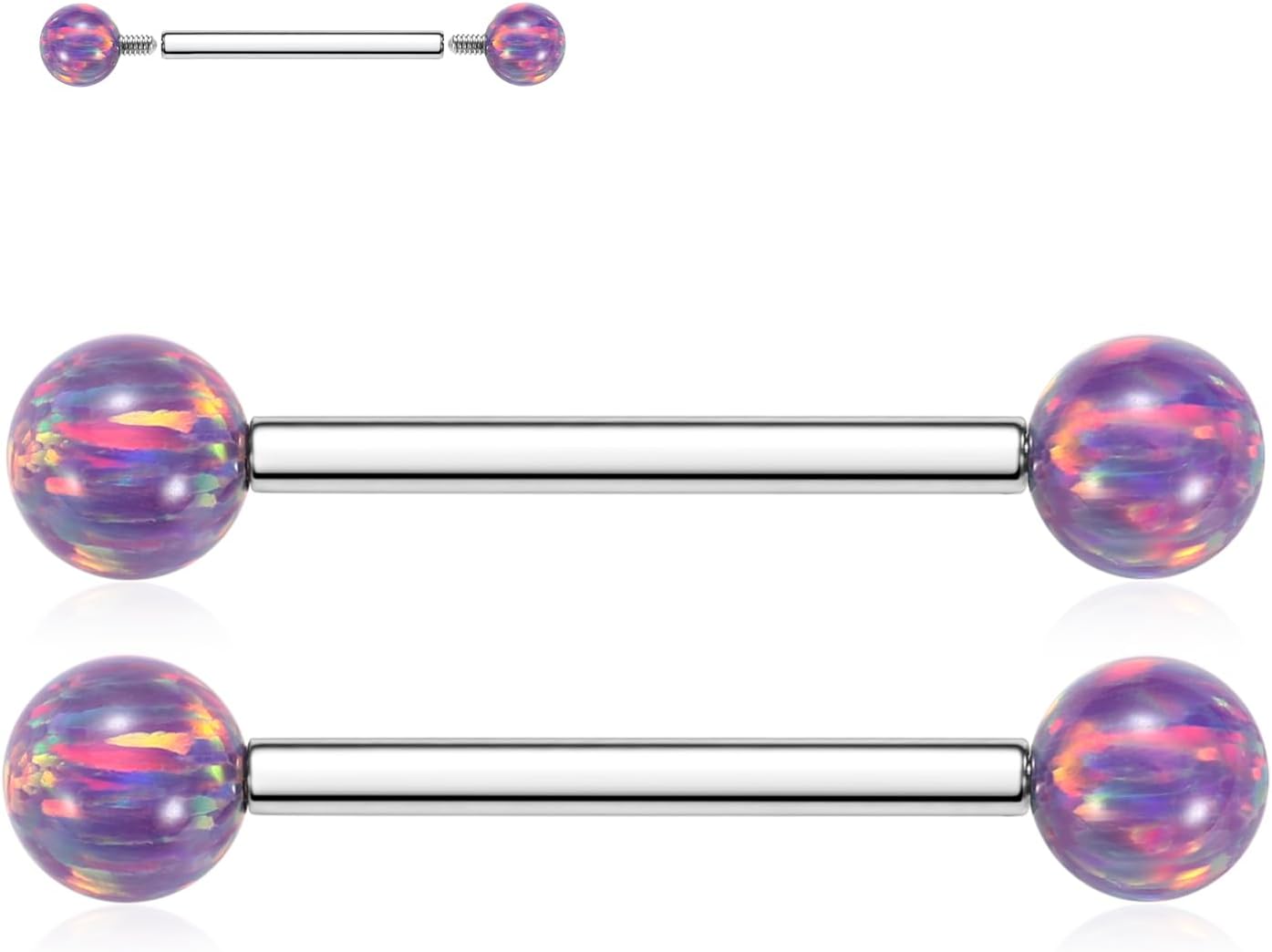 FUNLMO 2pcs Nipple Piercing Jewelry G23 Titanium Nipple Rings Tongue Rings Internally Threaded Bridge Piercing Jewelry 16G 14G 12G 12mm - 18mm - QIAO CrystalQIAO CrystalQIAO Crystal