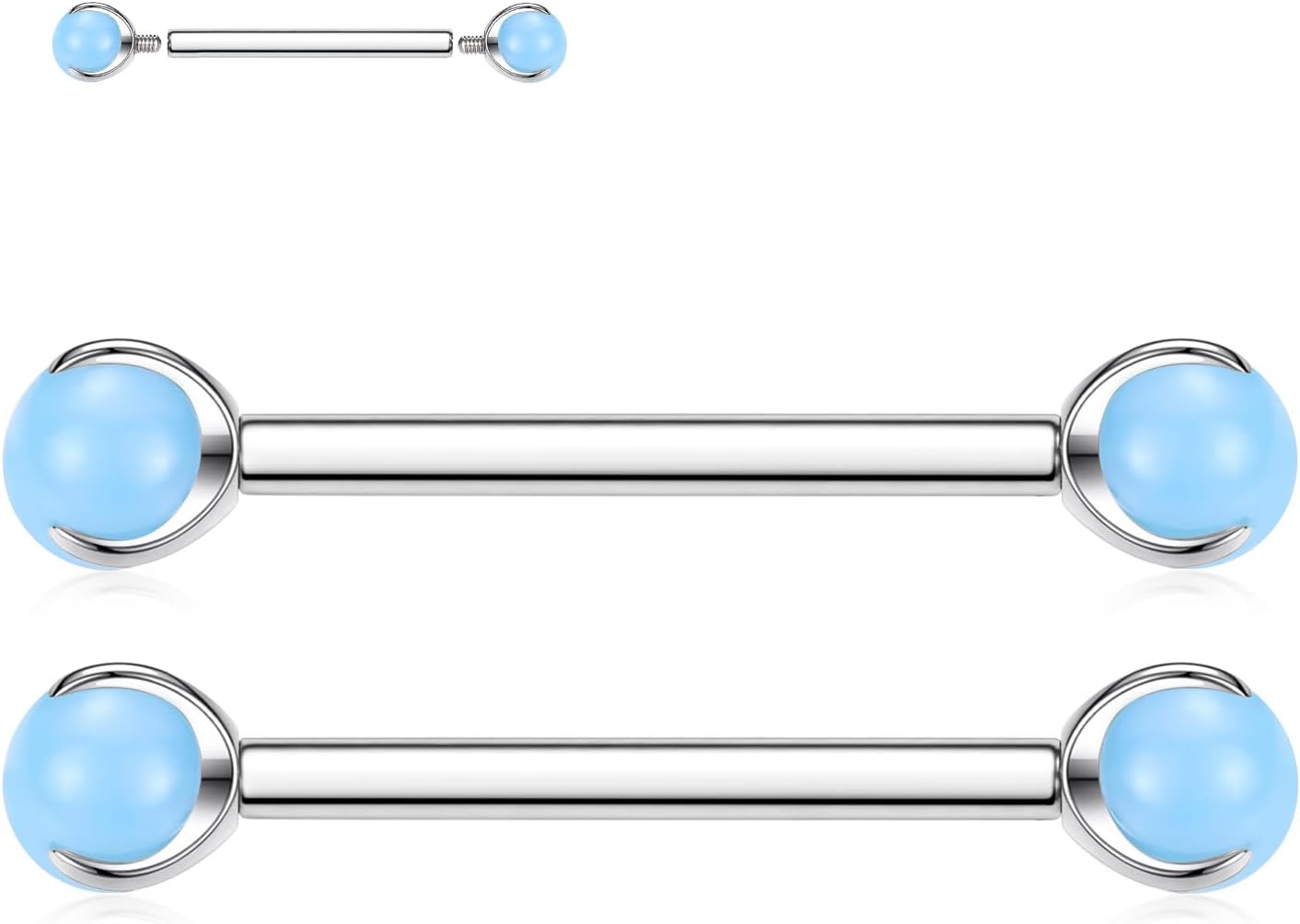 FUNLMO 2pcs Nipple Piercing Jewelry G23 Titanium Nipple Rings Tongue Rings Internally Threaded Bridge Piercing Jewelry 16G 14G 12G 12mm - 18mm - QIAO CrystalQIAO CrystalQIAO Crystal