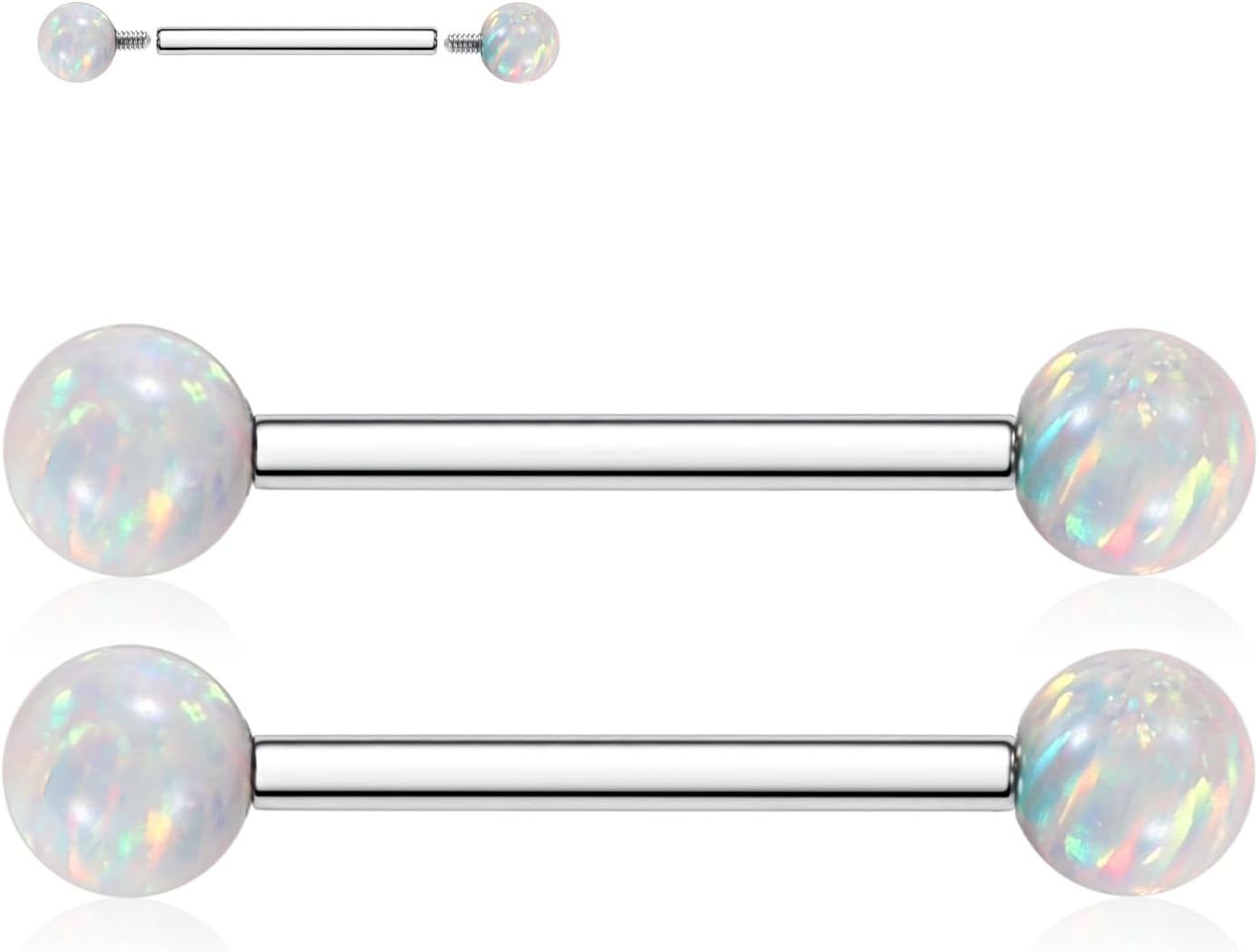 FUNLMO 2pcs Nipple Piercing Jewelry G23 Titanium Nipple Rings Tongue Rings Internally Threaded Bridge Piercing Jewelry 16G 14G 12G 12mm - 18mm - QIAO CrystalQIAO CrystalQIAO Crystal