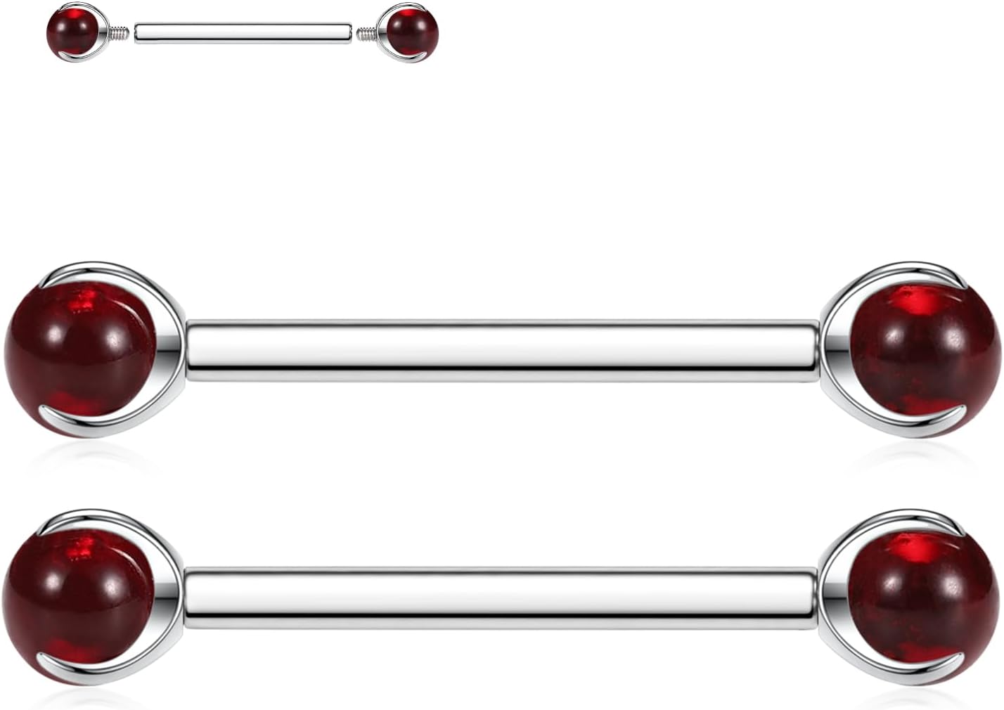 FUNLMO 2pcs Nipple Piercing Jewelry G23 Titanium Nipple Rings Tongue Rings Internally Threaded Bridge Piercing Jewelry 16G 14G 12G 12mm - 18mm - QIAO CrystalQIAO CrystalQIAO Crystal