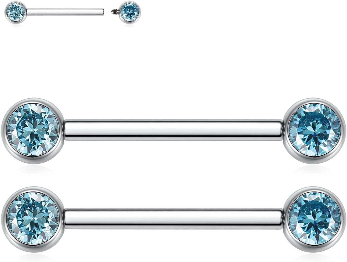 FUNLMO 2pcs Nipple Piercing Jewelry Titanium Nipple Rings Internally Threaded Tongue Rings Bridge Piercing Jewelry Nipple Barbells 14G 12 - 20mm - QIAO CrystalQIAO CrystalQIAO Crystal