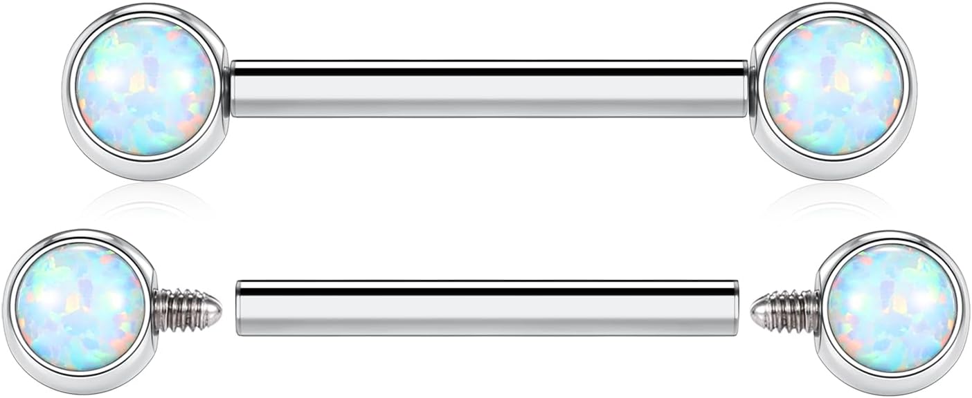 FUNLMO 2pcs Nipple Piercing Jewelry Titanium Nipple Rings Internally Threaded Tongue Rings Bridge Piercing Jewelry Nipple Barbells 14G 12 - 20mm - QIAO CrystalQIAO CrystalQIAO Crystal