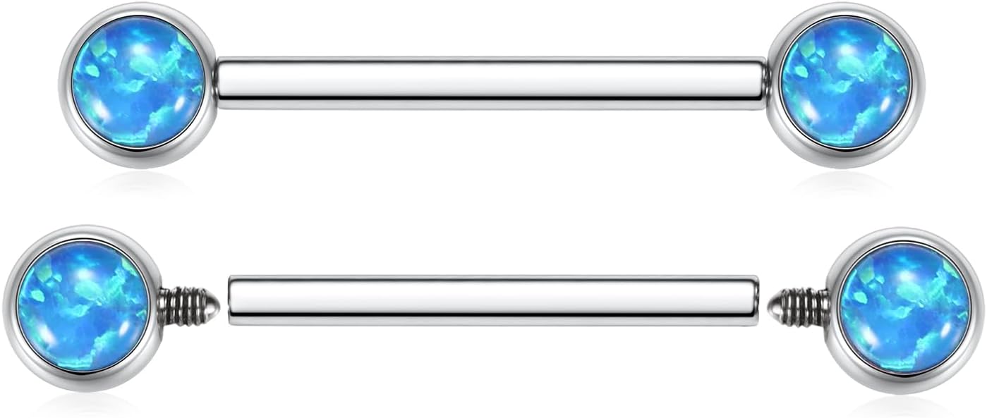 FUNLMO 2pcs Nipple Piercing Jewelry Titanium Nipple Rings Internally Threaded Tongue Rings Bridge Piercing Jewelry Nipple Barbells 14G 12 - 20mm - QIAO CrystalQIAO CrystalQIAO Crystal