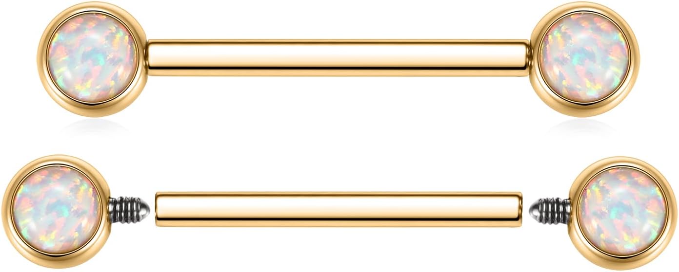 FUNLMO 2pcs Nipple Piercing Jewelry Titanium Nipple Rings Internally Threaded Tongue Rings Bridge Piercing Jewelry Nipple Barbells 14G 12 - 20mm - QIAO CrystalQIAO CrystalQIAO Crystal