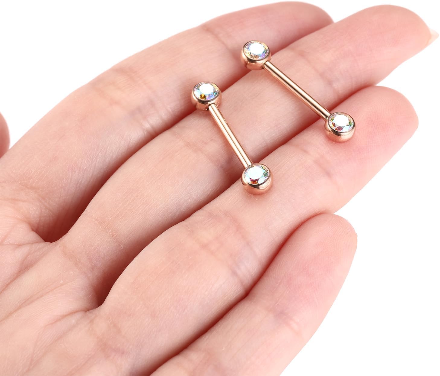 FUNLMO 2pcs Nipple Piercing Jewelry Titanium Nipple Rings Internally Threaded Tongue Rings Bridge Piercing Jewelry Nipple Barbells 14G 12 - 20mm - QIAO CrystalQIAO CrystalQIAO Crystal