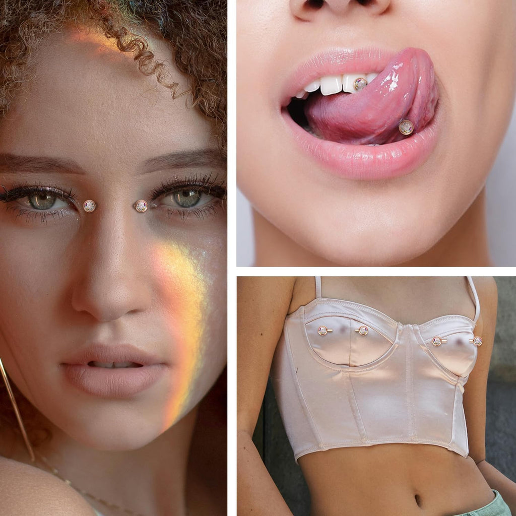 FUNLMO 2pcs Nipple Piercing Jewelry Titanium Nipple Rings Internally Threaded Tongue Rings Bridge Piercing Jewelry Nipple Barbells 14G 12 - 20mm - QIAO CrystalQIAO CrystalQIAO Crystal