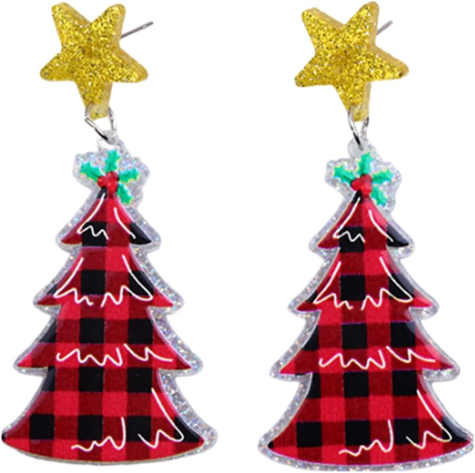 Funny Cute Christmas Earrings Santa Claus Christmas Tree Snowman Wooden Dangle Drop Earrings Vintage Gingerbread Man Cow Bus Earrings for Women Xmas Christmas Party Jewelry - QIAO Crystal我的商店QIAO Crystal