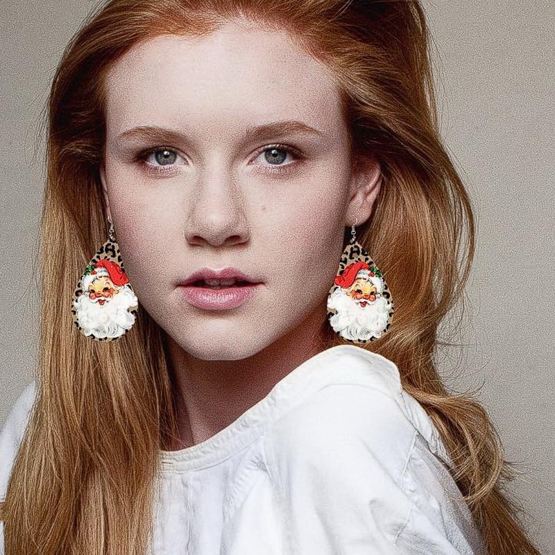 Funny Cute Christmas Earrings Santa Claus Christmas Tree Snowman Wooden Dangle Drop Earrings Vintage Gingerbread Man Cow Bus Earrings for Women Xmas Christmas Party Jewelry - QIAO Crystal我的商店QIAO Crystal