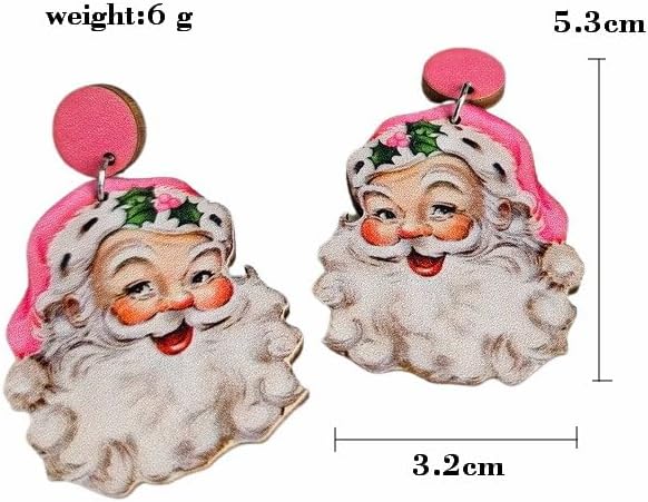 Funny Cute Christmas Earrings Santa Claus Christmas Tree Snowman Wooden Dangle Drop Earrings Vintage Gingerbread Man Cow Bus Earrings for Women Xmas Christmas Party Jewelry - QIAO Crystal我的商店QIAO Crystal