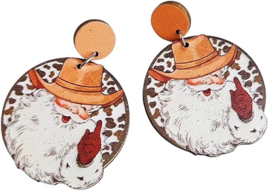Funny Cute Christmas Earrings Santa Claus Christmas Tree Snowman Wooden Dangle Drop Earrings Vintage Gingerbread Man Cow Bus Earrings for Women Xmas Christmas Party Jewelry - QIAO Crystal我的商店QIAO Crystal