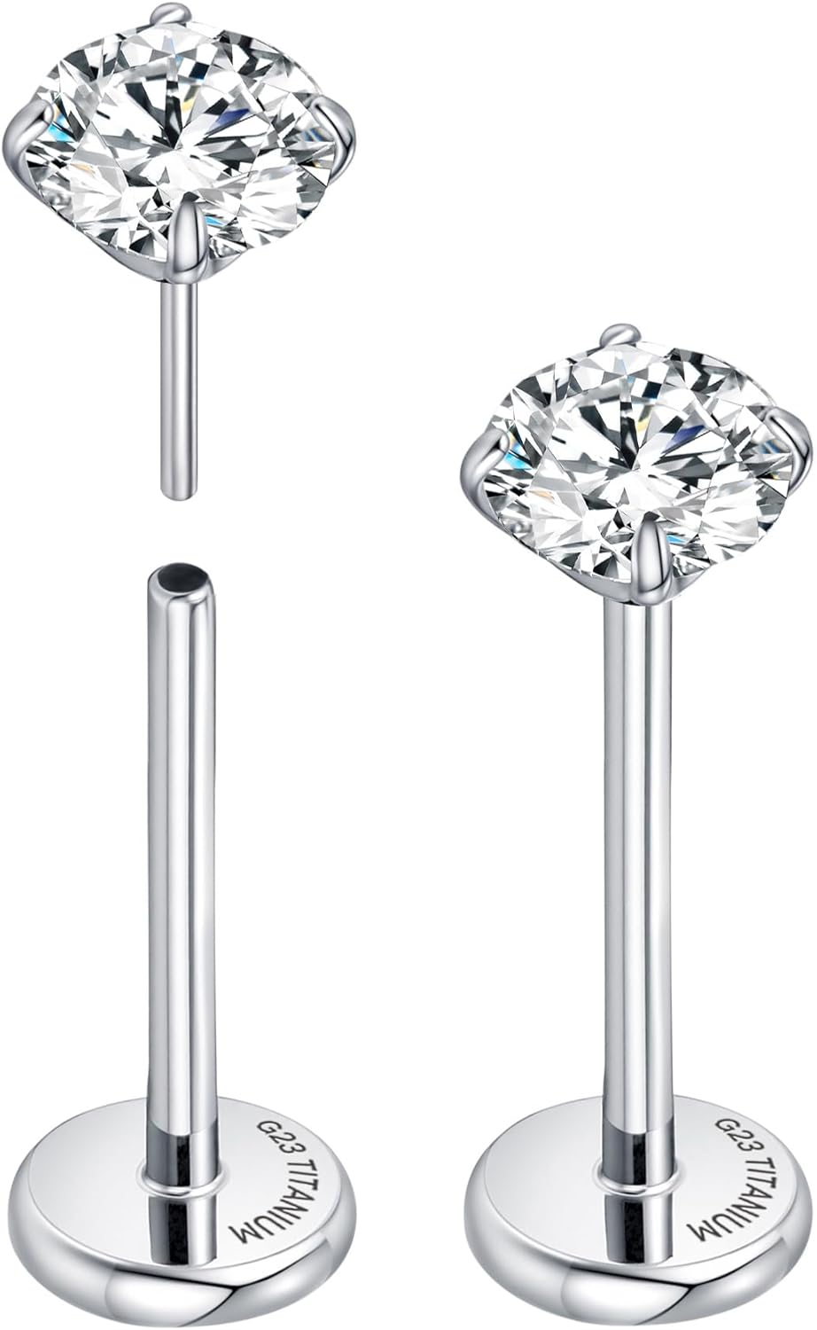 G23 Titanium Flatback Stud Earrings with Grade AAAAA Cubic Zirconia - QIAO CrystalQIAO CrystalQIAO Crystal