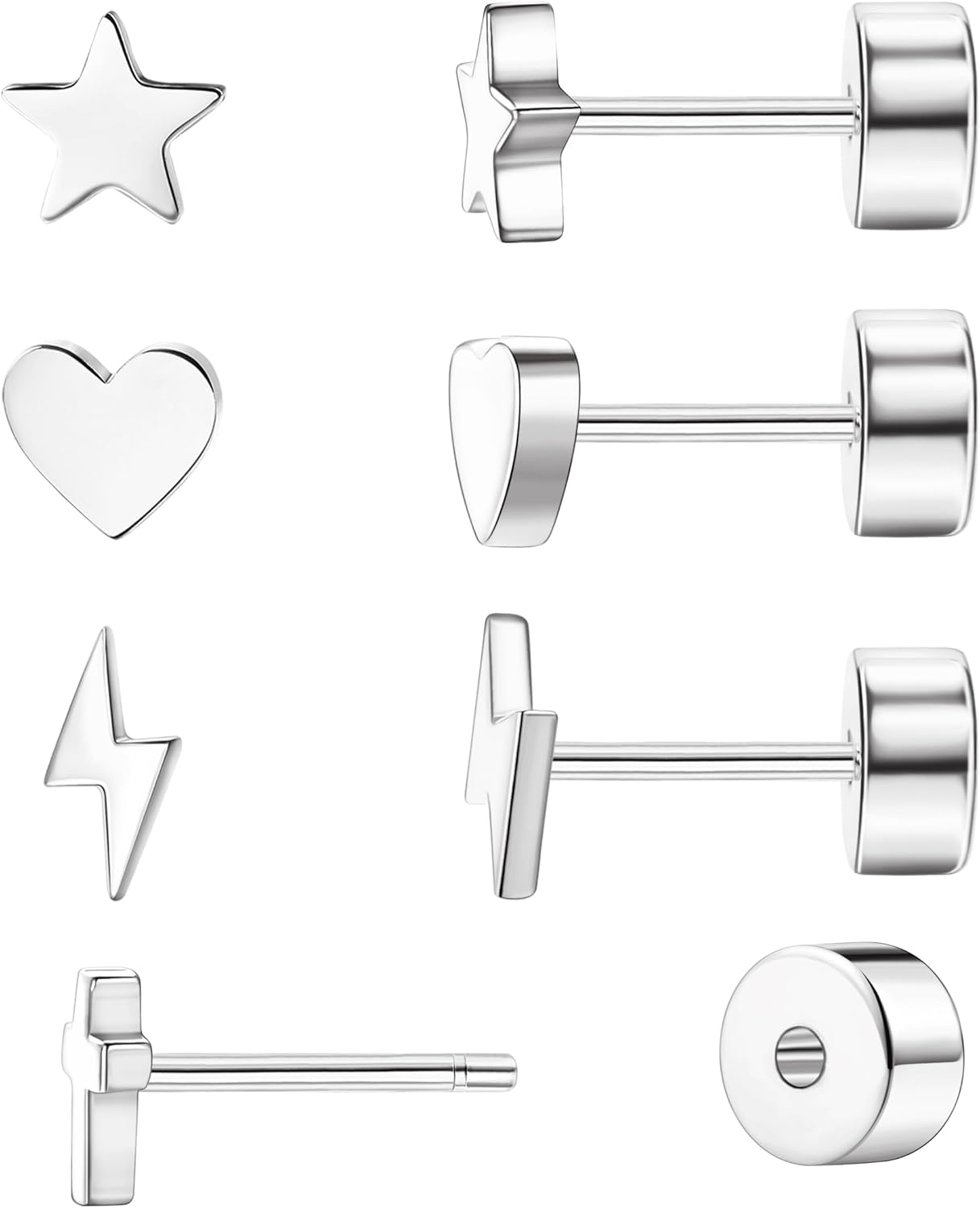 G23 Titanium Hypoallergenic Threadless Flat Back Earrings 20G Push in Cartilage Studs - QIAO CrystalQIAO CrystalQIAO Crystal