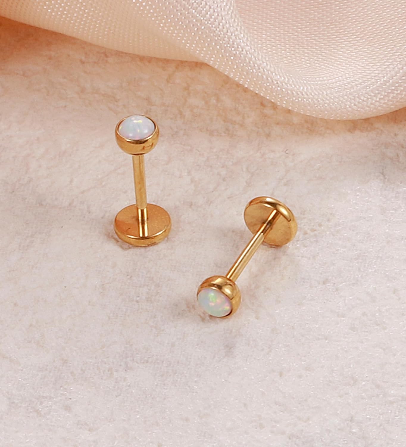 G23 Titanium Hypoallergenic Threadless Flat Back Earrings 20G Push in Cartilage Studs - QIAO CrystalQIAO CrystalQIAO Crystal