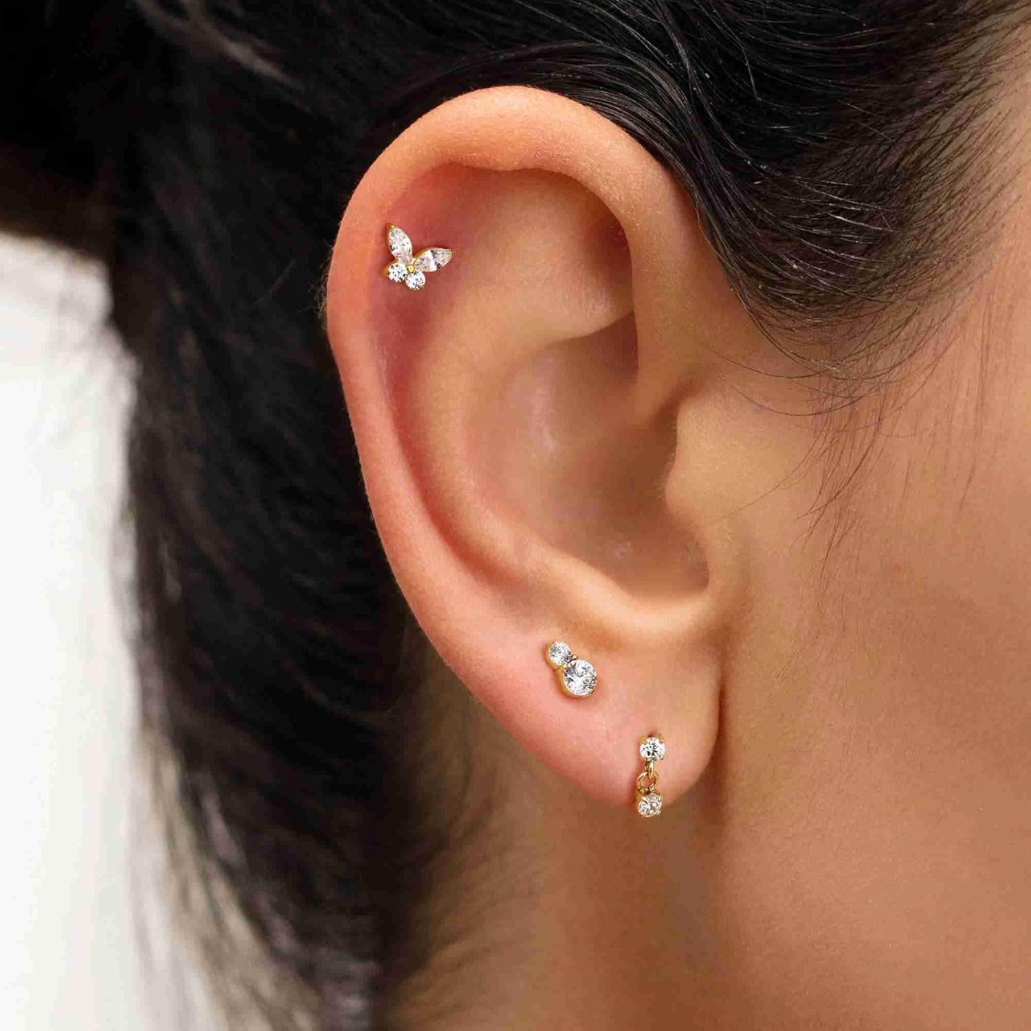 G23 Titanium Internal Thread Cartilage Earrings Hypoallergenic CZ Stud Piercing Jewelry - QIAO CrystalQIAO CrystalQIAO Crystal