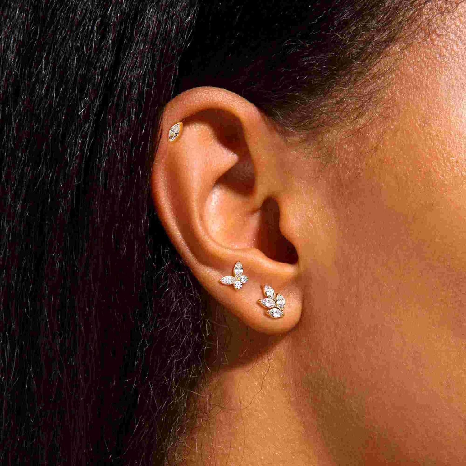 G23 Titanium Internal Thread Cartilage Earrings Hypoallergenic CZ Stud Piercing Jewelry - QIAO CrystalQIAO CrystalQIAO Crystal