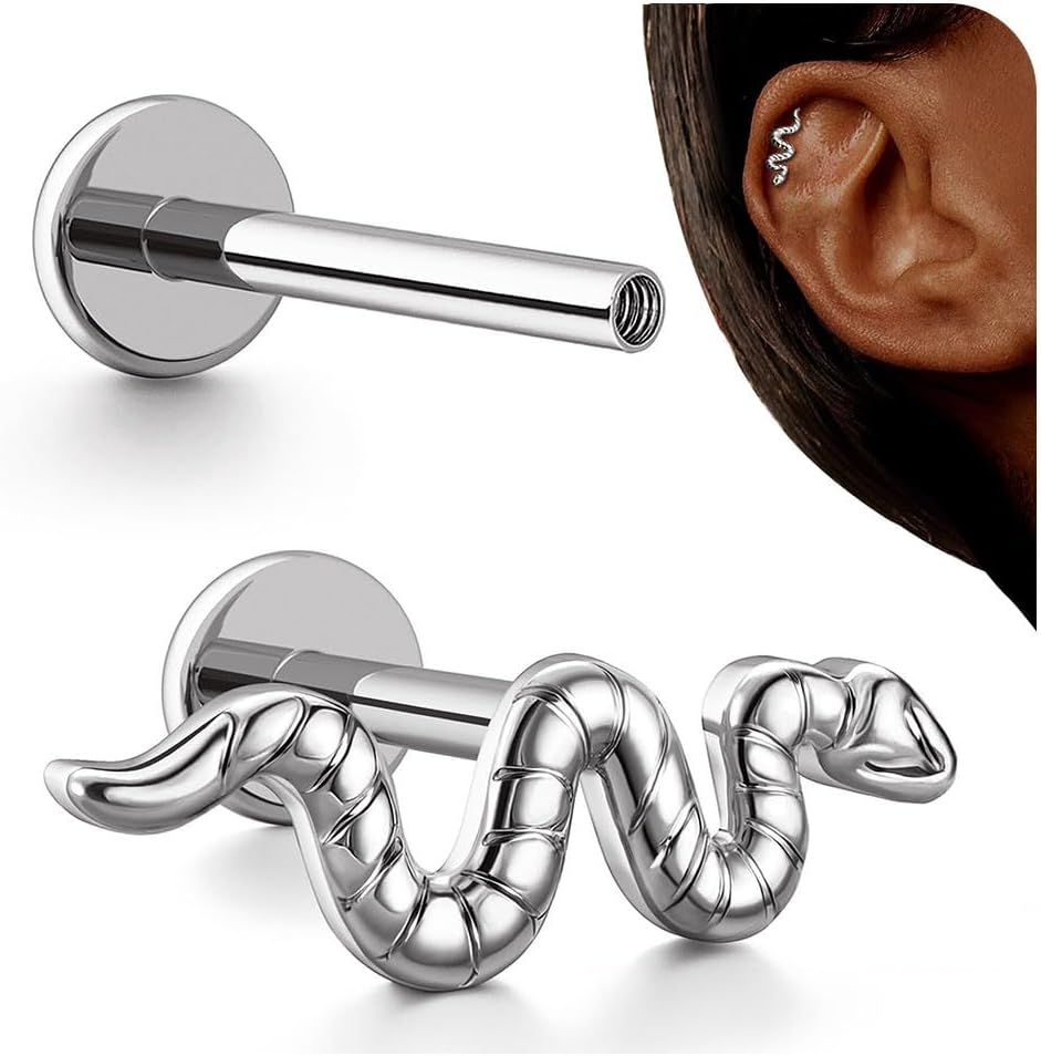 G23 Titanium Internal Thread Cartilage Earrings Hypoallergenic CZ Stud Piercing Jewelry - QIAO CrystalQIAO CrystalQIAO Crystal