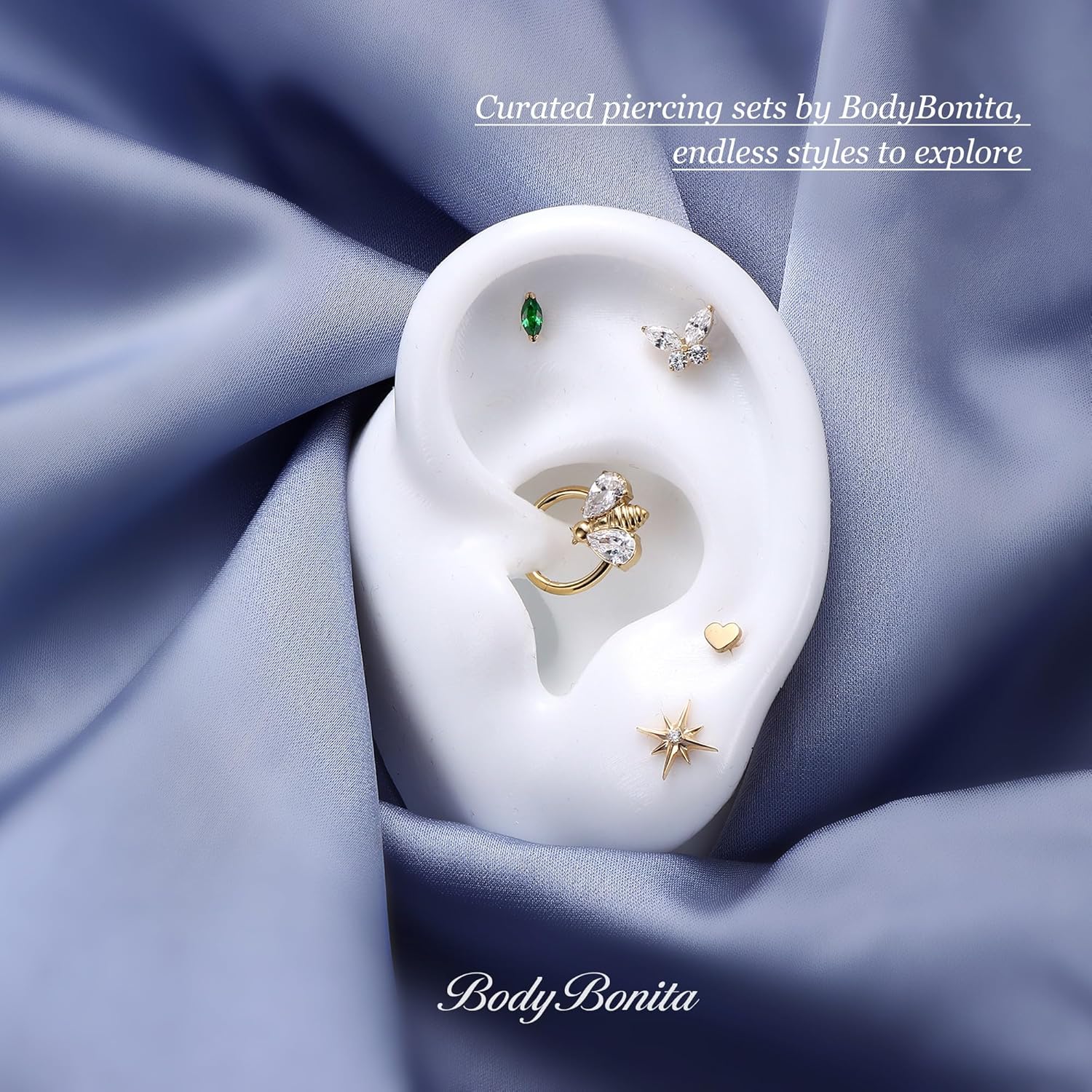 G23 Titanium Internal Thread Cartilage Earrings Hypoallergenic CZ Stud Piercing Jewelry - QIAO CrystalQIAO CrystalQIAO Crystal