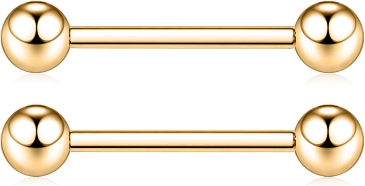 G23 Titanium Nipple Barbell Nipple Rings Nipple Bars Straight Bar Body Jewelry Barbell Eyebrow Internally Threaded Tongue Piercing 12 14 16G - QIAO CrystalQIAO CrystalQIAO Crystal