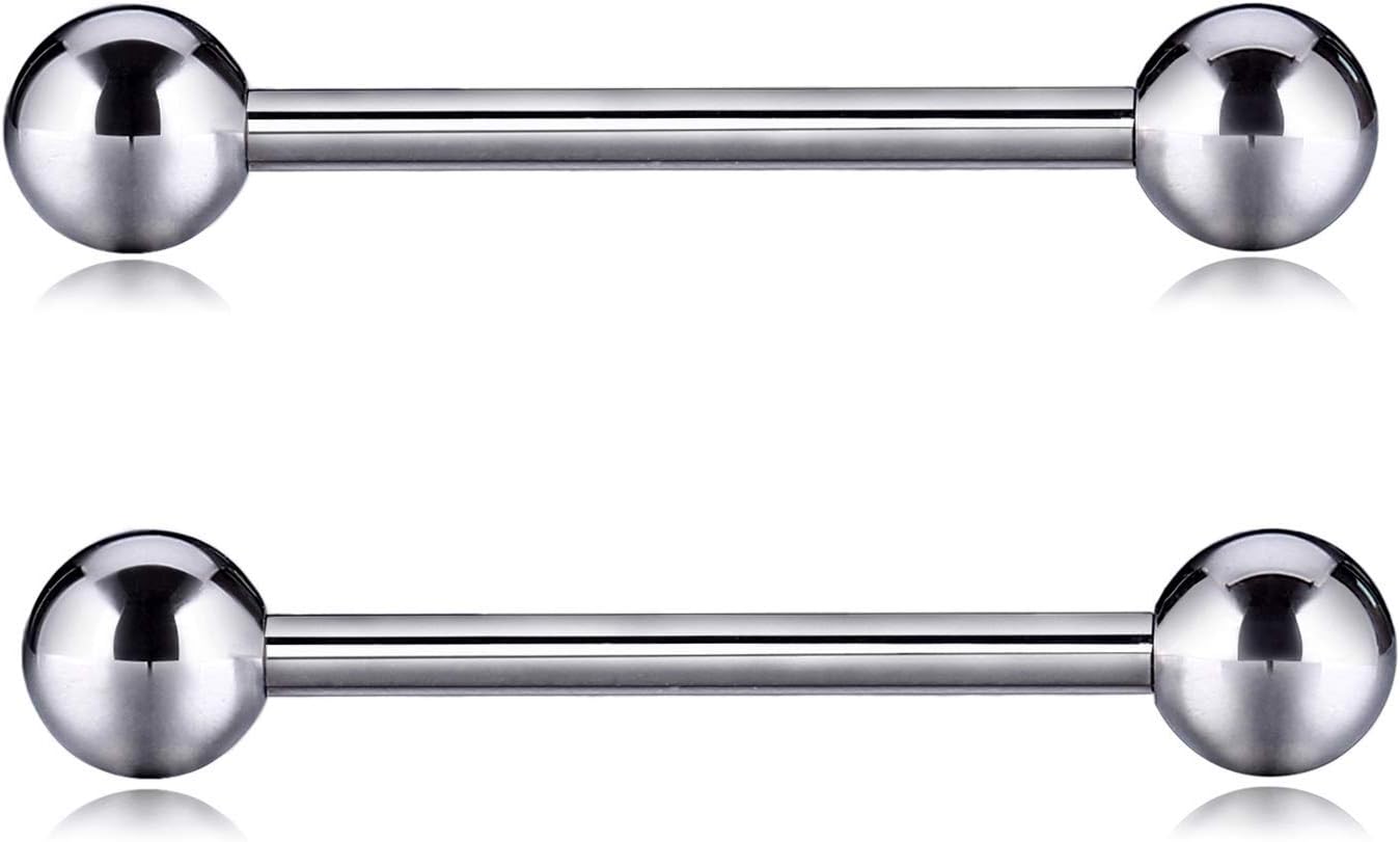 G23 Titanium Nipple Barbell Nipple Rings Nipple Bars Straight Bar Body Jewelry Barbell Eyebrow Internally Threaded Tongue Piercing 12 14 16G - QIAO CrystalQIAO CrystalQIAO Crystal