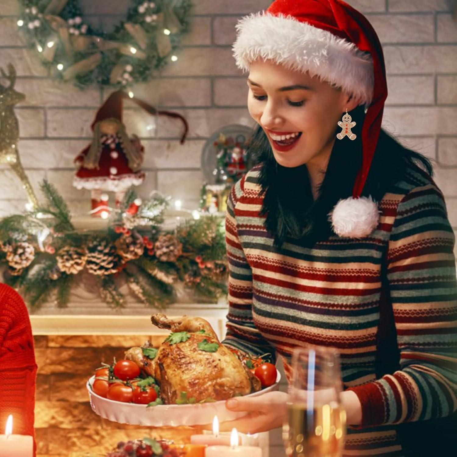 Gingerbread Earrings for Women Christmas Earrings Dangle Holiday Earrings Christmas Jewelry - 我的商店我的商店我的商店