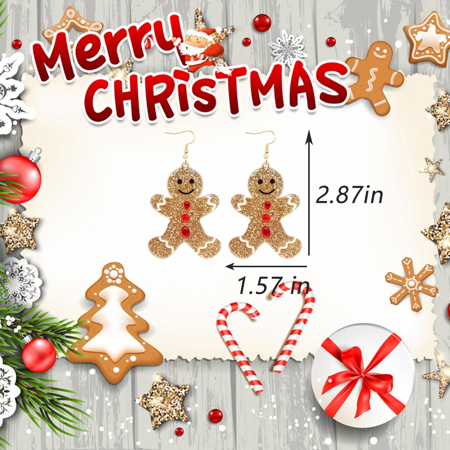 Gingerbread Earrings for Women Christmas Earrings Dangle Holiday Earrings Christmas Jewelry - 我的商店我的商店我的商店