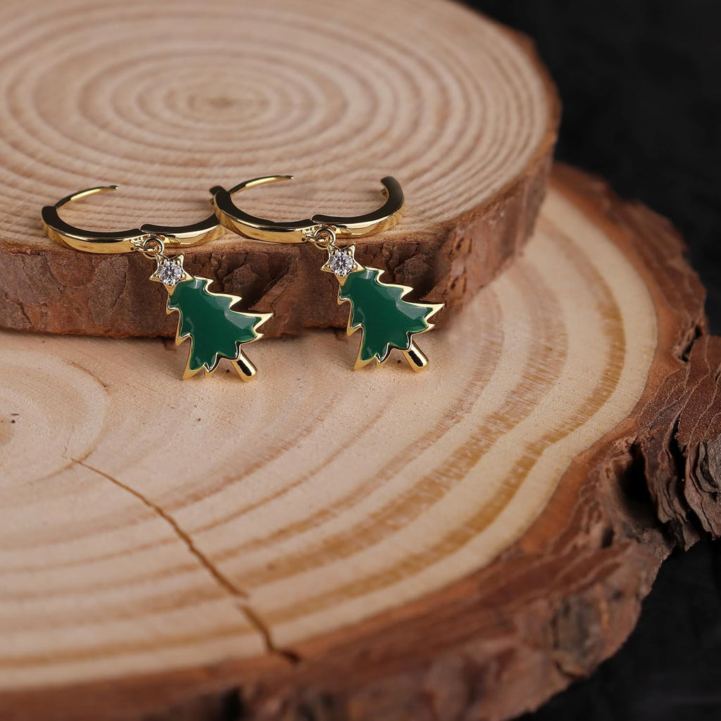 Gold Dangle Drop Hoop Earrings for Women, Cute Christmas Holiday Earring Festival Accessories Fashion Jewelry Gift - 我的商店我的商店我的商店