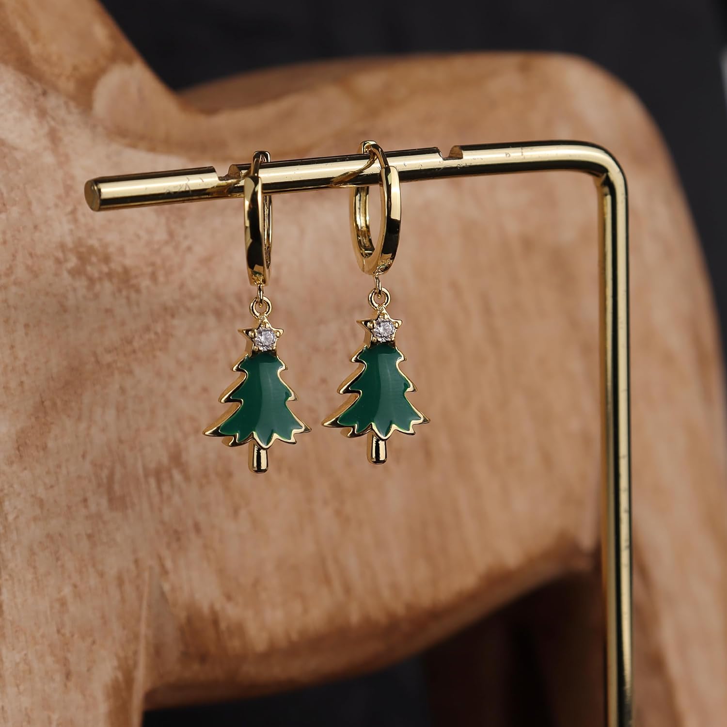 Gold Dangle Drop Hoop Earrings for Women, Cute Christmas Holiday Earring Festival Accessories Fashion Jewelry Gift - 我的商店我的商店我的商店