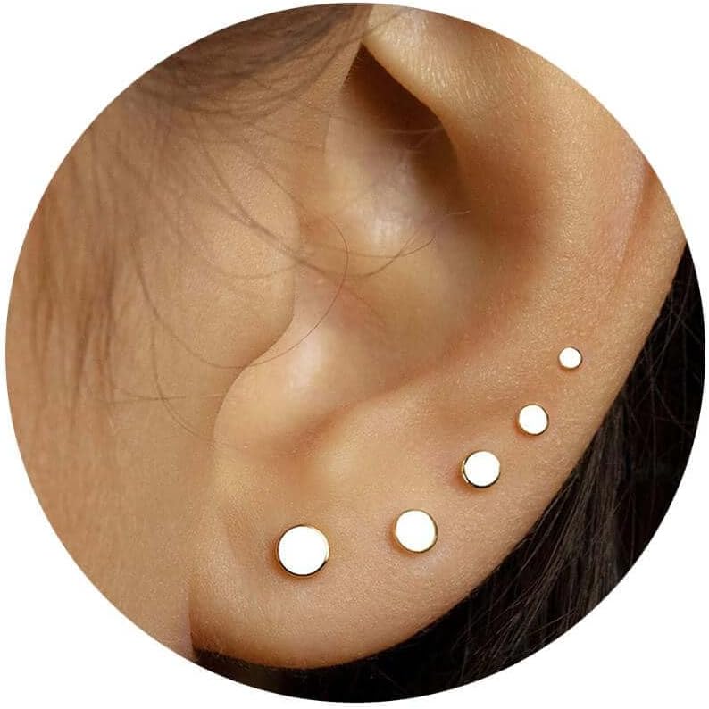 Gold Flat Back Earrings Threadless Cartilage Tragus Piercing Conch Stud Nose Helix Stud - QIAO CrystalQIAO CrystalQIAO Crystal