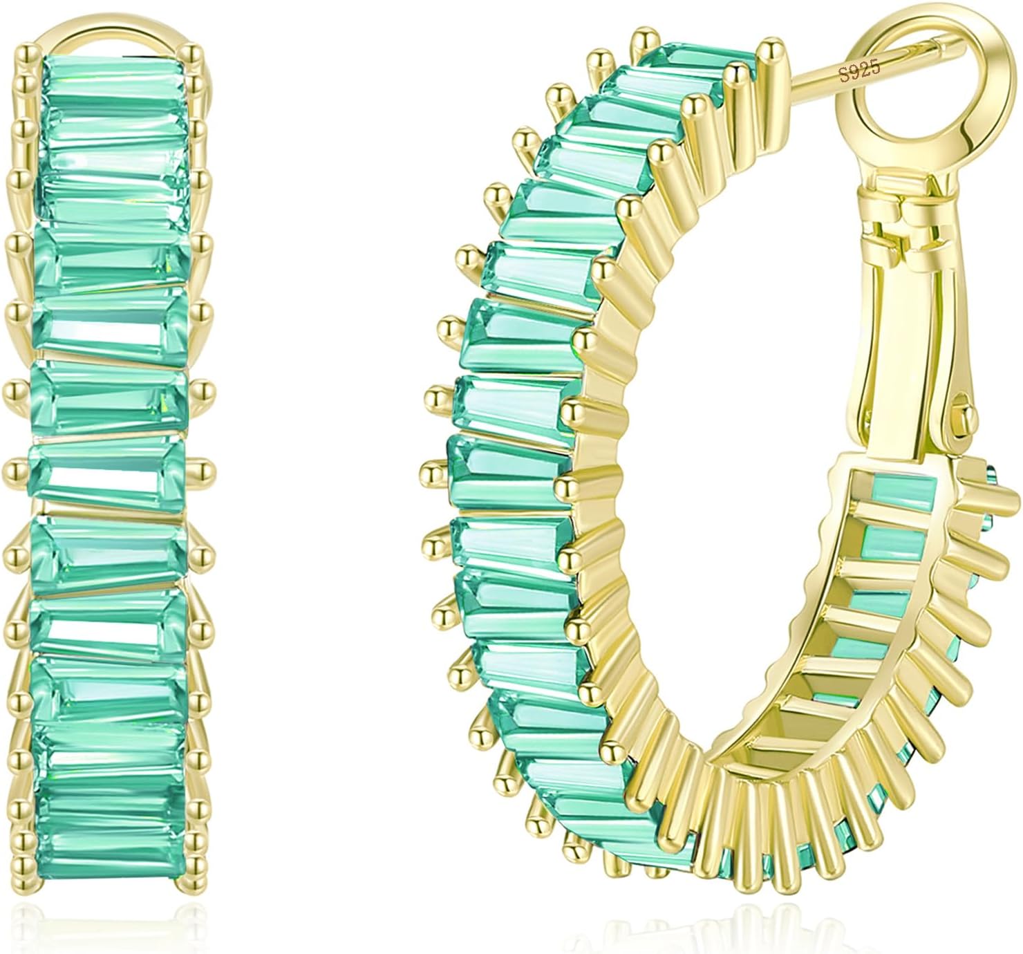 Gold Hoop Earrings for Women, Lightweight Chunky Silver Earrings for Women 14K Real Gold Plated Hoops Earrings Hypoallergenic Earrings Jewelry - 我的商店我的商店我的商店