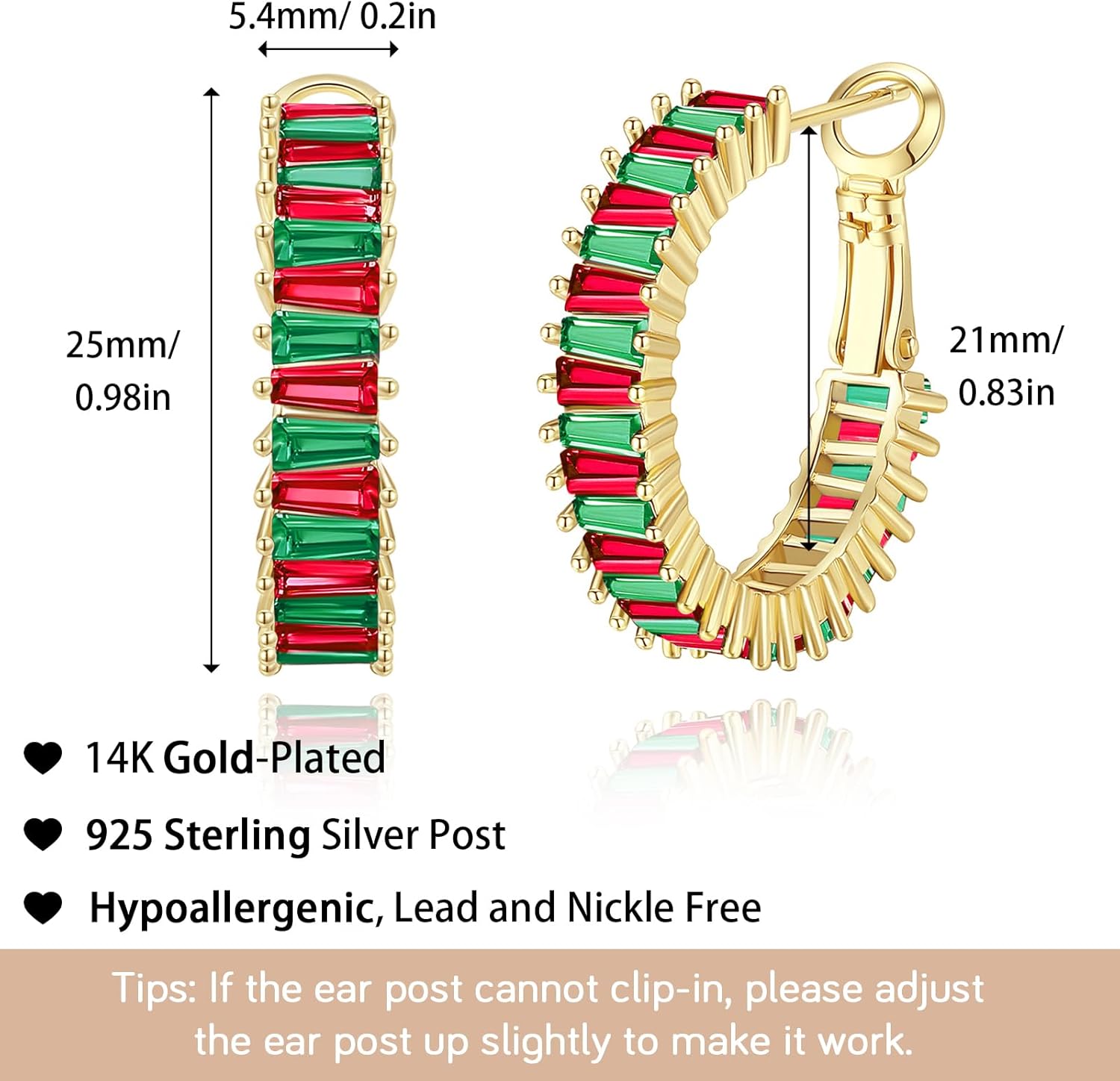 Gold Hoop Earrings for Women, Lightweight Chunky Silver Earrings for Women 14K Real Gold Plated Hoops Earrings Hypoallergenic Earrings Jewelry - 我的商店我的商店我的商店