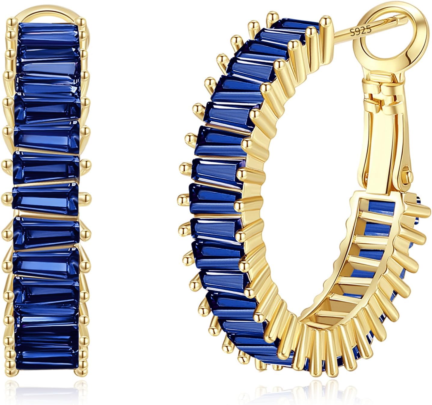 Gold Hoop Earrings for Women, Lightweight Chunky Silver Earrings for Women 14K Real Gold Plated Hoops Earrings Hypoallergenic Earrings Jewelry - 我的商店我的商店我的商店