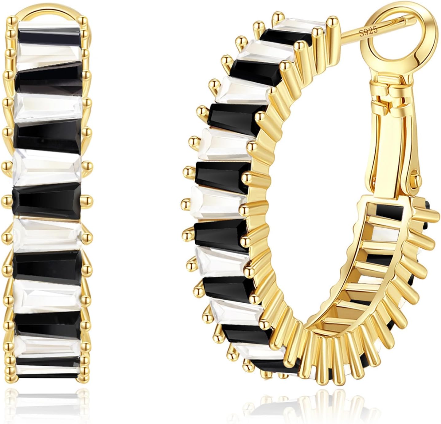 Gold Hoop Earrings for Women, Lightweight Chunky Silver Earrings for Women 14K Real Gold Plated Hoops Earrings Hypoallergenic Earrings Jewelry - 我的商店我的商店我的商店