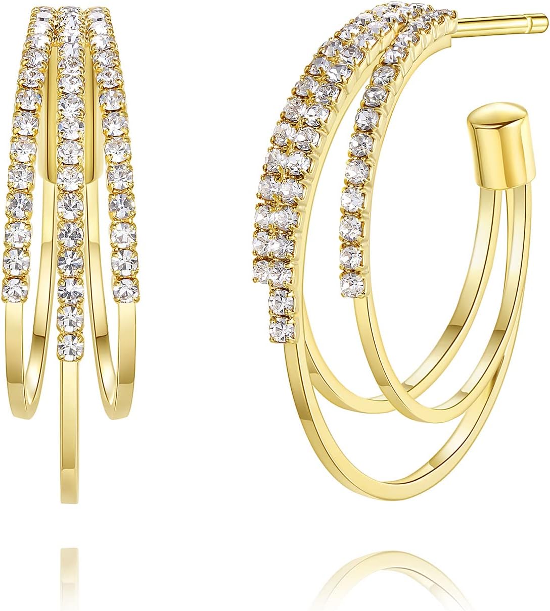 Gold Hoop Earrings for Women, Lightweight Chunky Silver Earrings for Women 14K Real Gold Plated Hoops Earrings Hypoallergenic Earrings Jewelry - 我的商店我的商店我的商店