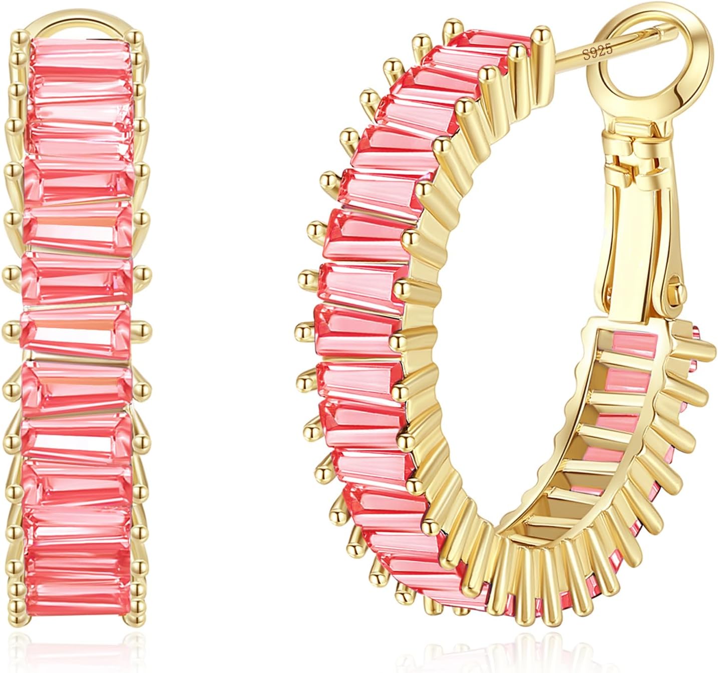 Gold Hoop Earrings for Women, Lightweight Chunky Silver Earrings for Women 14K Real Gold Plated Hoops Earrings Hypoallergenic Earrings Jewelry - 我的商店我的商店我的商店