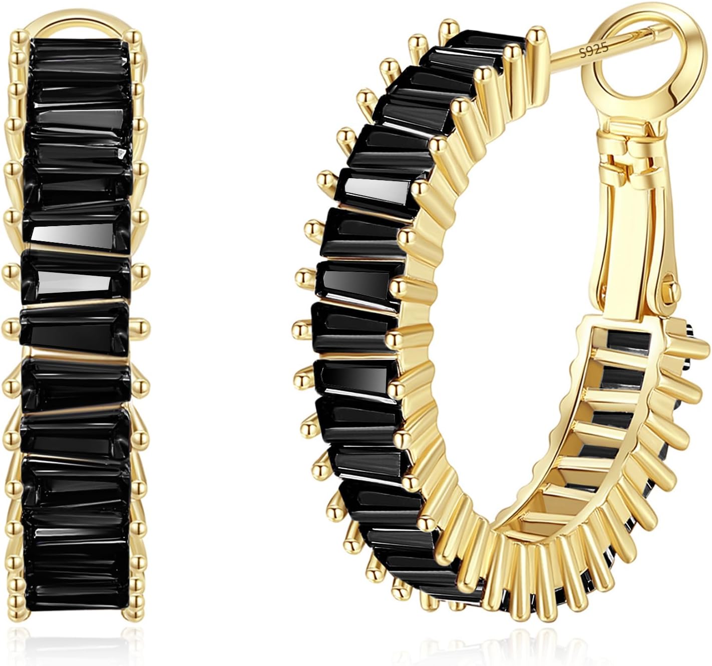 Gold Hoop Earrings for Women, Lightweight Chunky Silver Earrings for Women 14K Real Gold Plated Hoops Earrings Hypoallergenic Earrings Jewelry - 我的商店我的商店我的商店