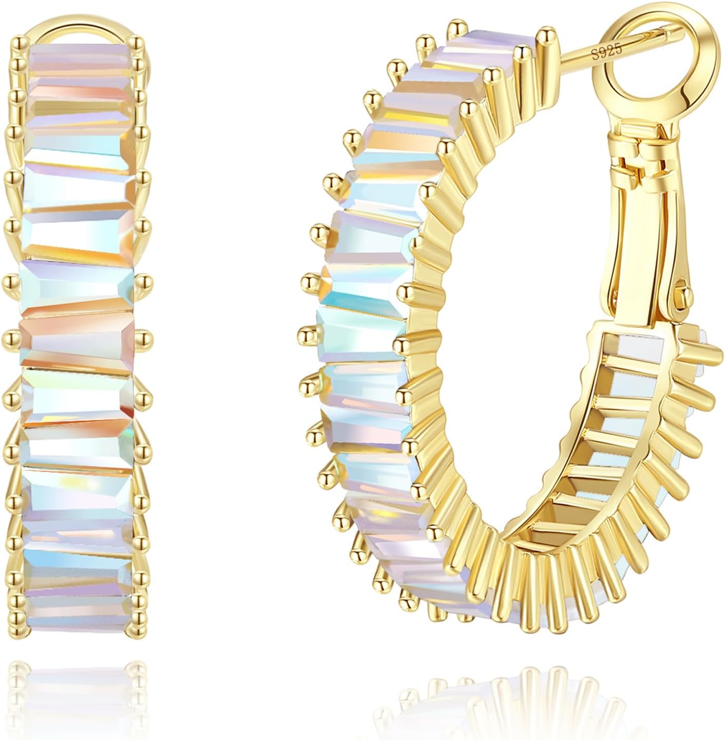 Gold Hoop Earrings for Women, Lightweight Chunky Silver Earrings for Women 14K Real Gold Plated Hoops Earrings Hypoallergenic Earrings Jewelry - 我的商店我的商店我的商店