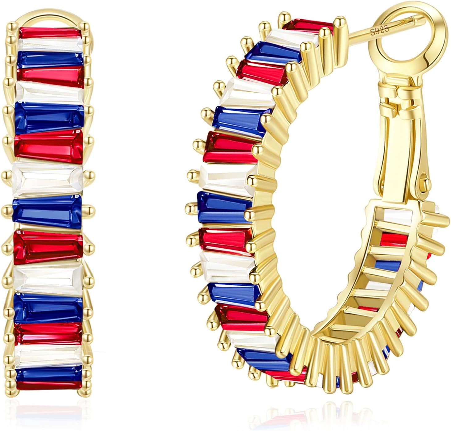 Gold Hoop Earrings for Women, Lightweight Chunky Silver Earrings for Women 14K Real Gold Plated Hoops Earrings Hypoallergenic Earrings Jewelry - 我的商店我的商店我的商店