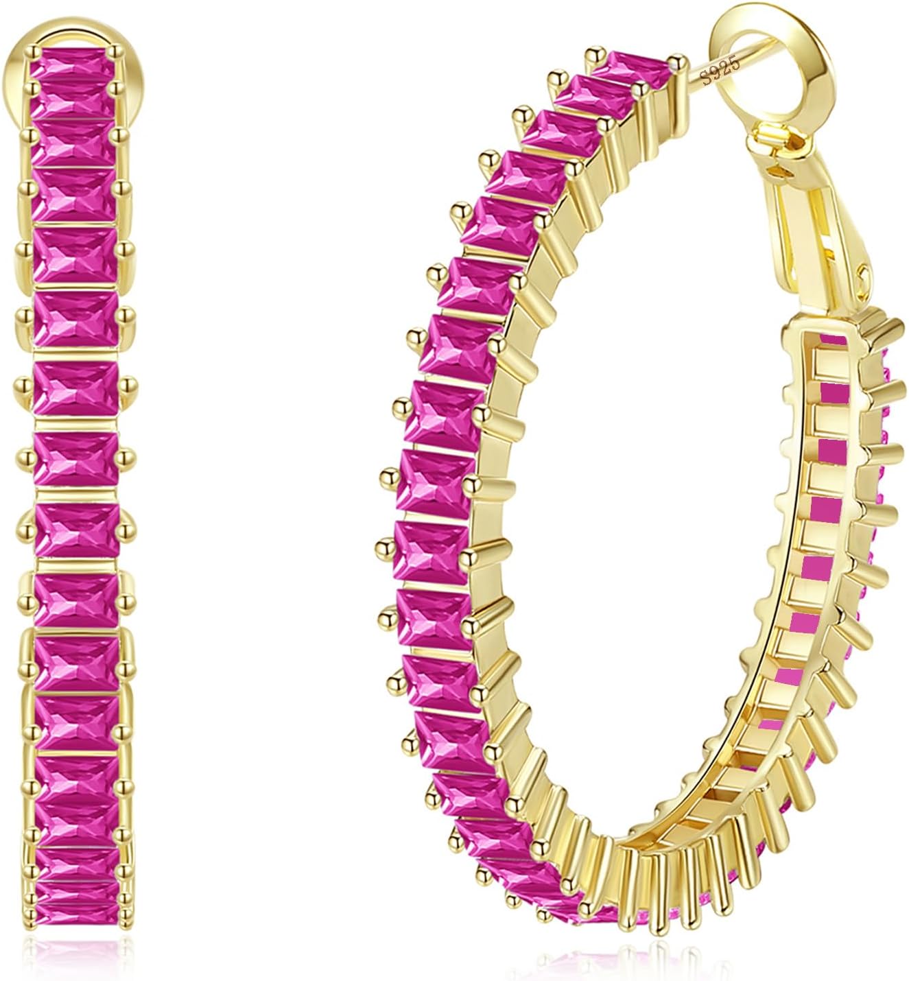 Gold Hoop Earrings for Women, Lightweight Chunky Silver Earrings for Women 14K Real Gold Plated Hoops Earrings Hypoallergenic Earrings Jewelry - 我的商店我的商店我的商店