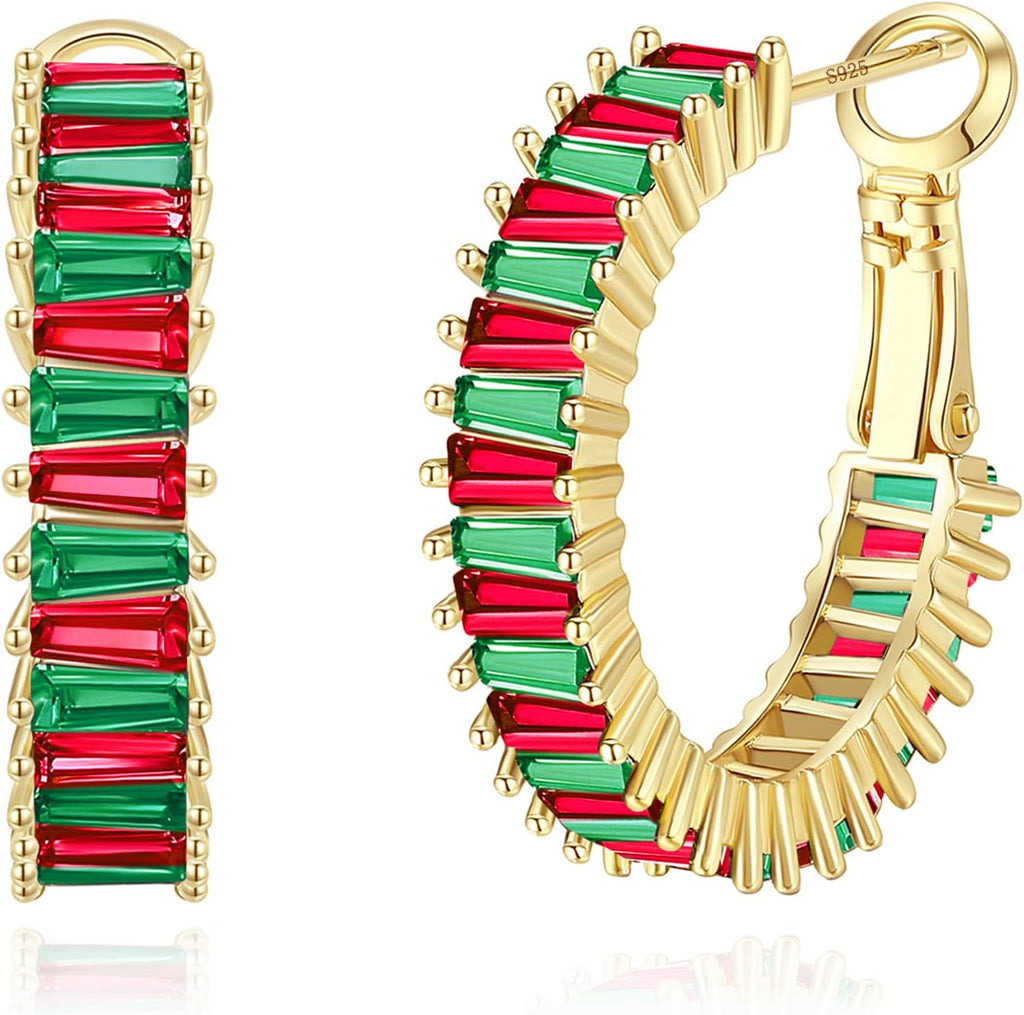 Gold Hoop Earrings for Women, Lightweight Chunky Silver Earrings for Women 14K Real Gold Plated Hoops Earrings Hypoallergenic Earrings Jewelry - 我的商店我的商店我的商店