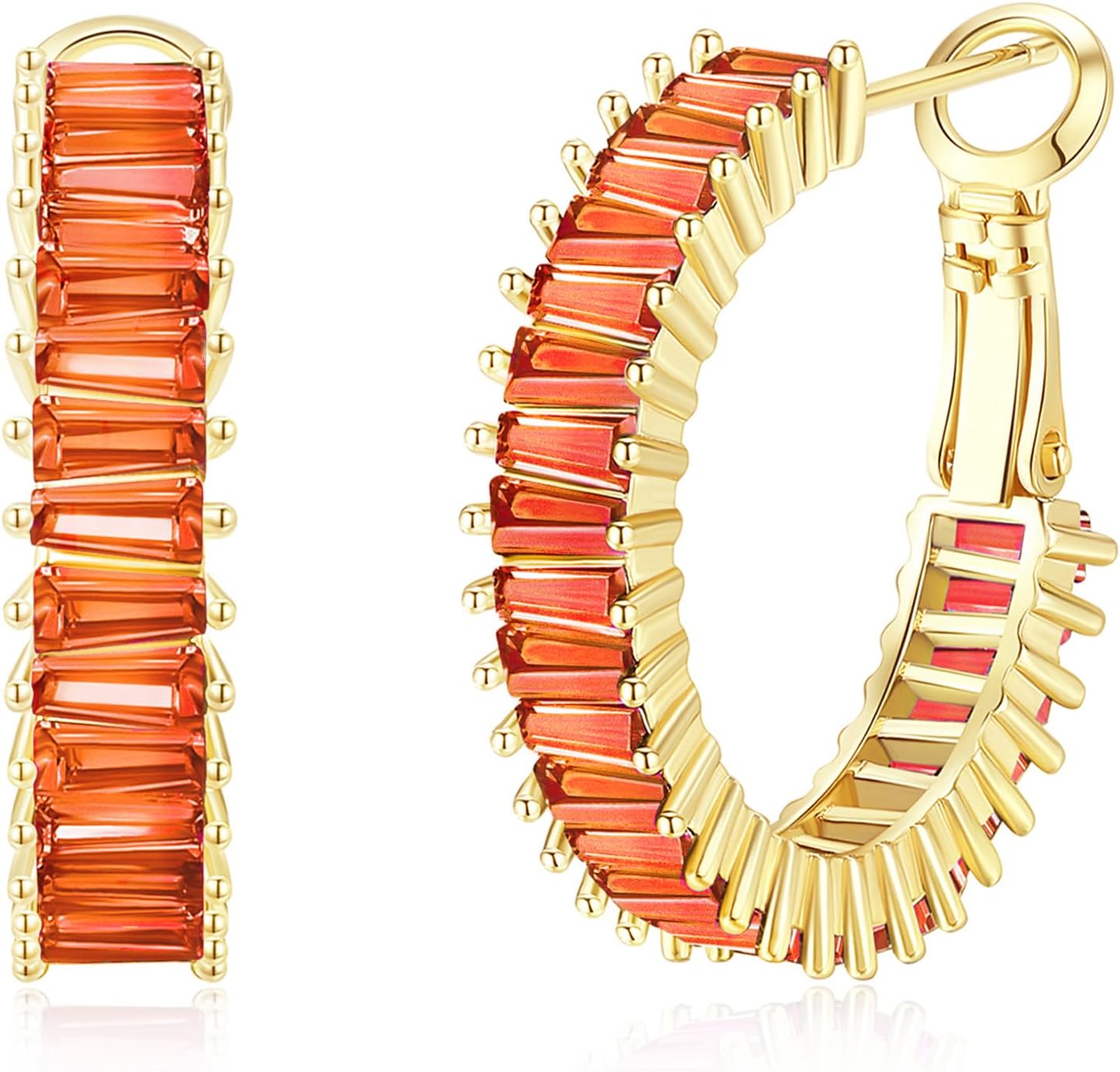 Gold Hoop Earrings for Women, Lightweight Chunky Silver Earrings for Women 14K Real Gold Plated Hoops Earrings Hypoallergenic Earrings Jewelry - 我的商店我的商店我的商店