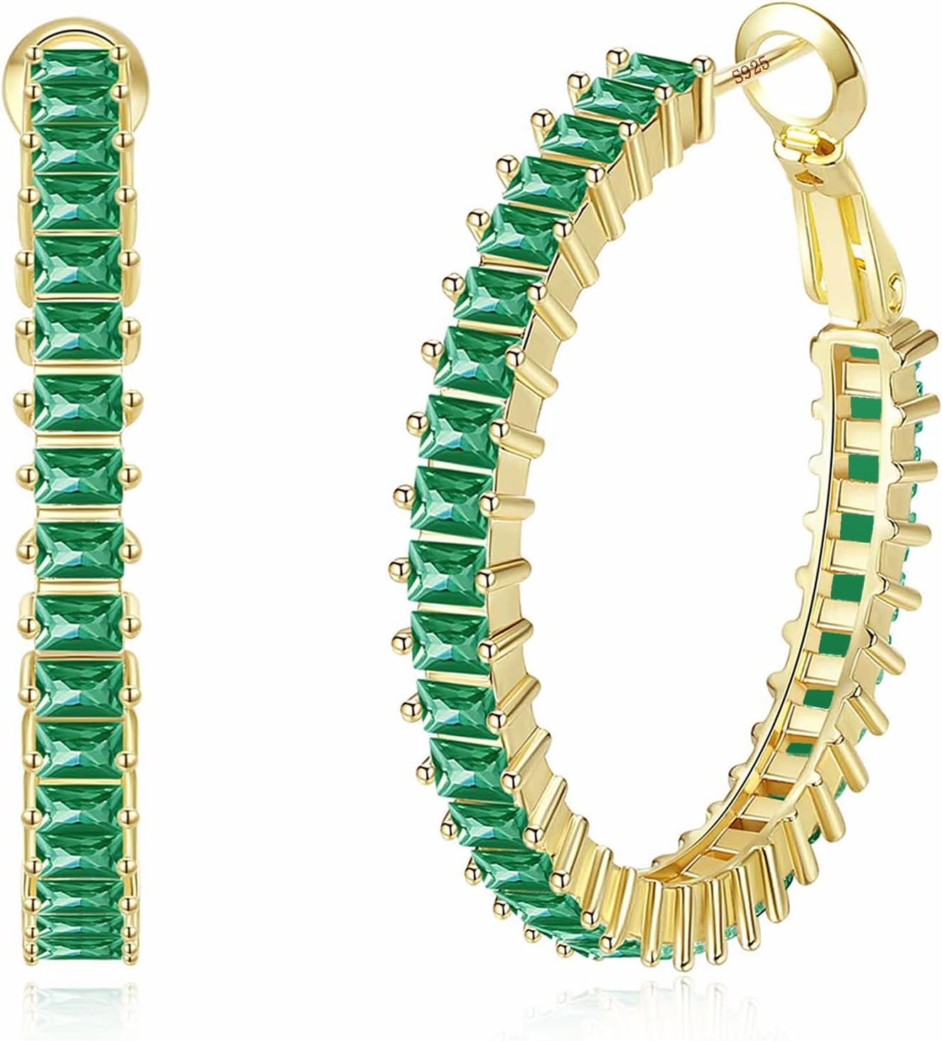 Gold Hoop Earrings for Women, Lightweight Chunky Silver Earrings for Women 14K Real Gold Plated Hoops Earrings Hypoallergenic Earrings Jewelry - 我的商店我的商店我的商店