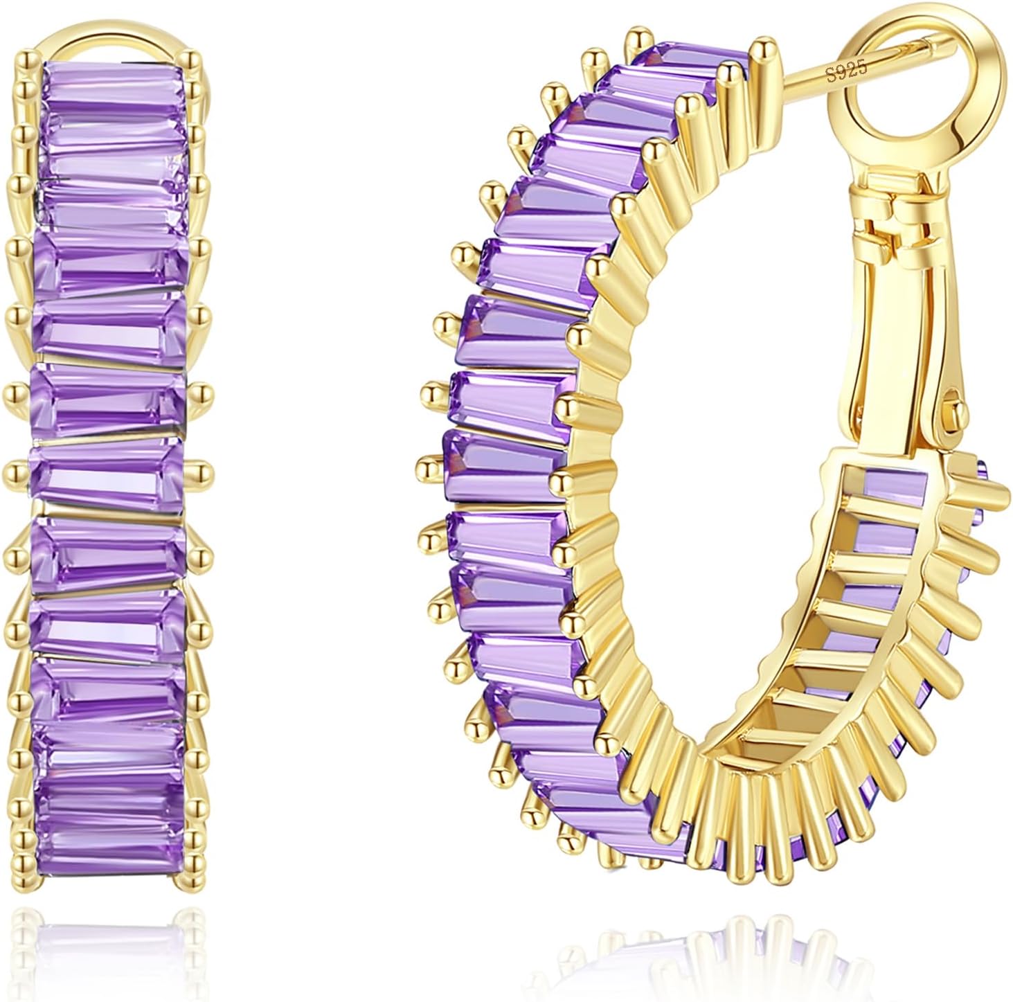 Gold Hoop Earrings for Women, Lightweight Chunky Silver Earrings for Women 14K Real Gold Plated Hoops Earrings Hypoallergenic Earrings Jewelry - 我的商店我的商店我的商店