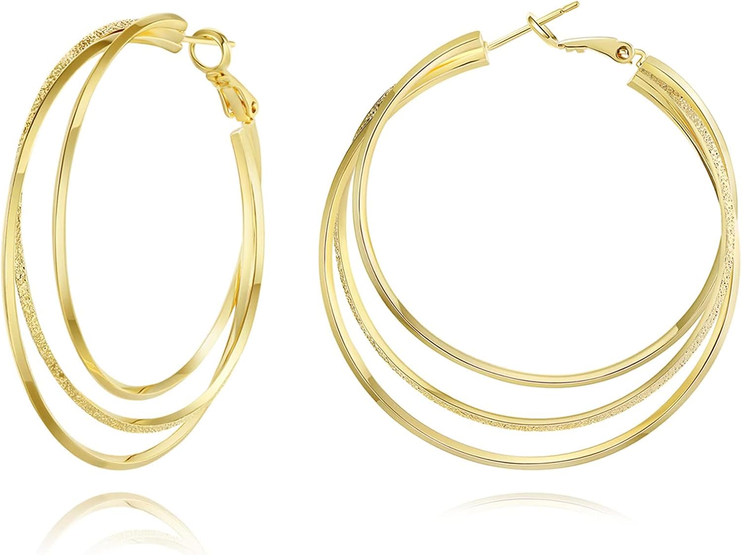 Gold Hoop Earrings for Women, Lightweight Chunky Silver Earrings for Women 14K Real Gold Plated Hoops Earrings Hypoallergenic Earrings Jewelry - 我的商店我的商店我的商店