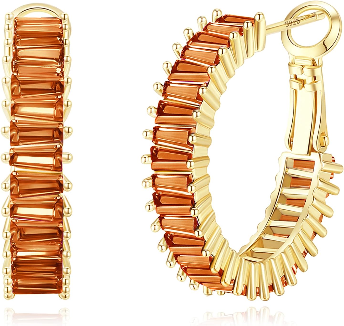 Gold Hoop Earrings for Women, Lightweight Chunky Silver Earrings for Women 14K Real Gold Plated Hoops Earrings Hypoallergenic Earrings Jewelry - 我的商店我的商店我的商店