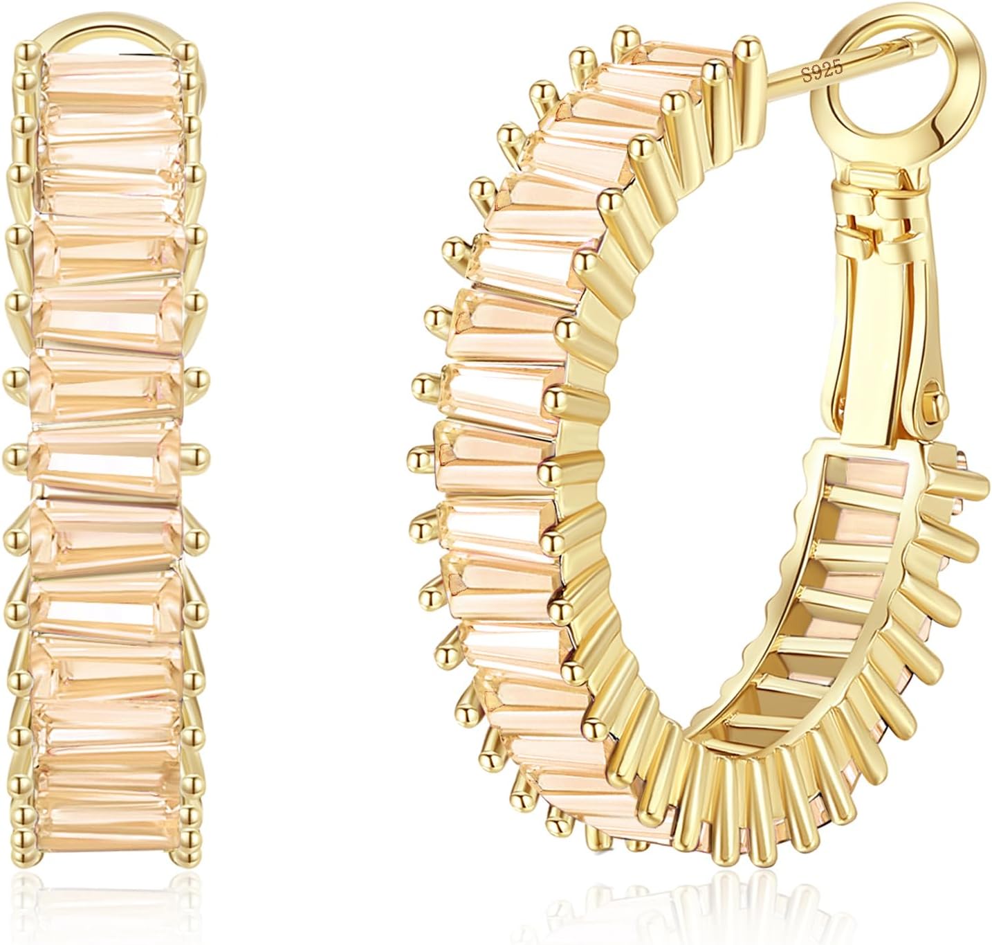 Gold Hoop Earrings for Women, Lightweight Chunky Silver Earrings for Women 14K Real Gold Plated Hoops Earrings Hypoallergenic Earrings Jewelry - 我的商店我的商店我的商店