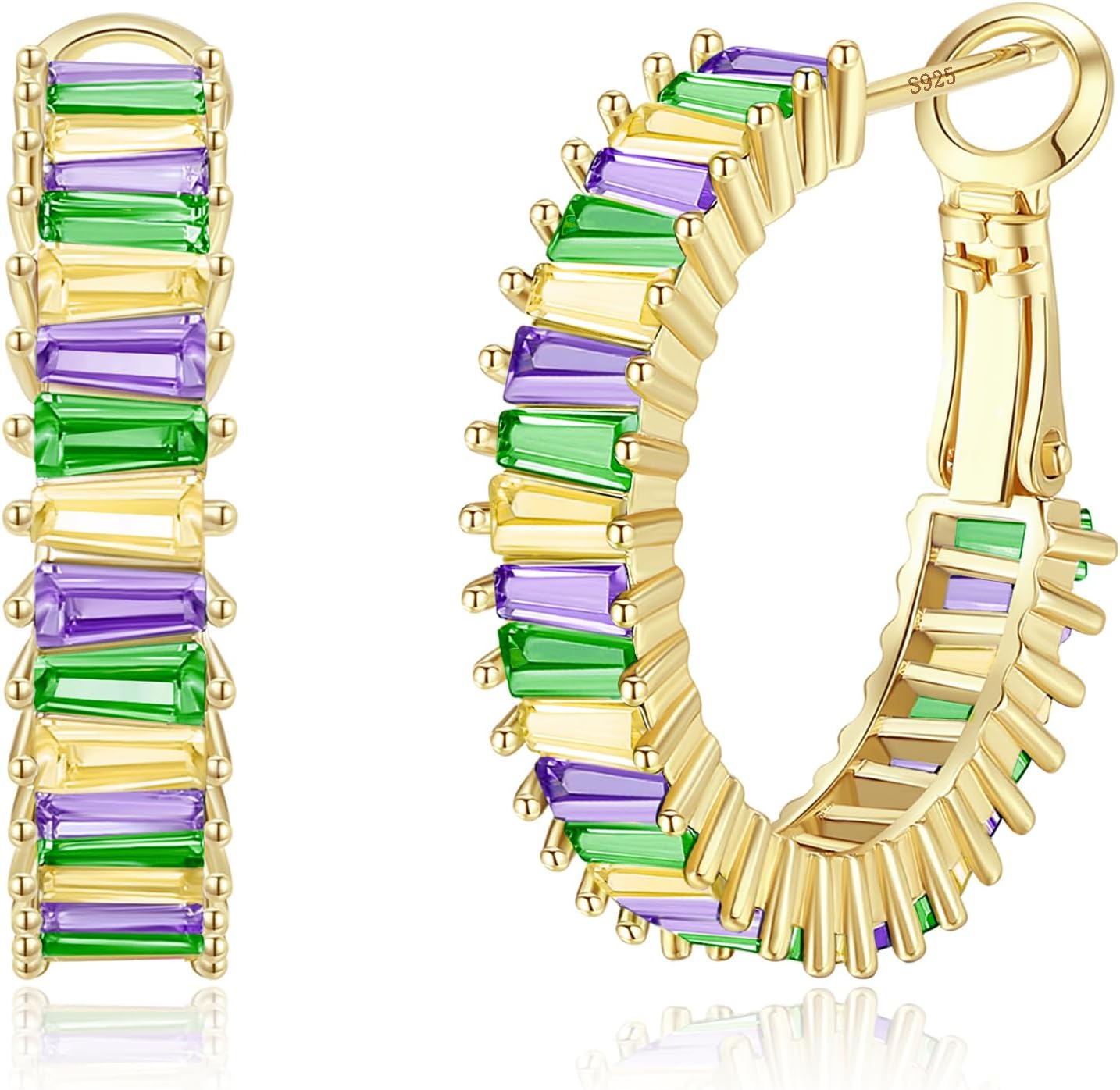 Gold Hoop Earrings for Women, Lightweight Chunky Silver Earrings for Women 14K Real Gold Plated Hoops Earrings Hypoallergenic Earrings Jewelry - 我的商店我的商店我的商店