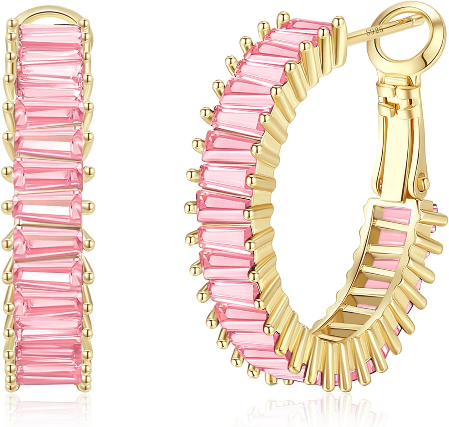 Gold Hoop Earrings for Women, Lightweight Chunky Silver Earrings for Women 14K Real Gold Plated Hoops Earrings Hypoallergenic Earrings Jewelry - 我的商店我的商店我的商店