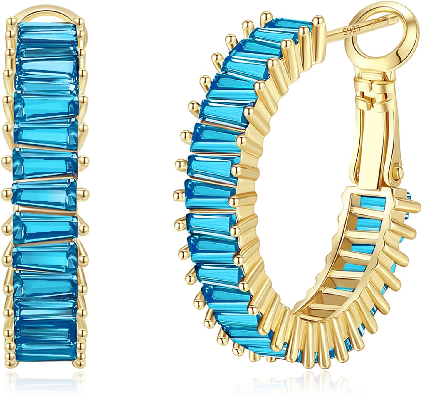 Gold Hoop Earrings for Women, Lightweight Chunky Silver Earrings for Women 14K Real Gold Plated Hoops Earrings Hypoallergenic Earrings Jewelry - 我的商店我的商店我的商店