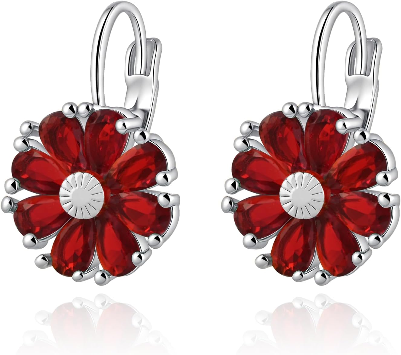 Gold Plated Flower Earrings Birthstone Leverback Earrings Hypoallergenic Vintage Floral Earrings for Women Trendy - 我的商店我的商店我的商店